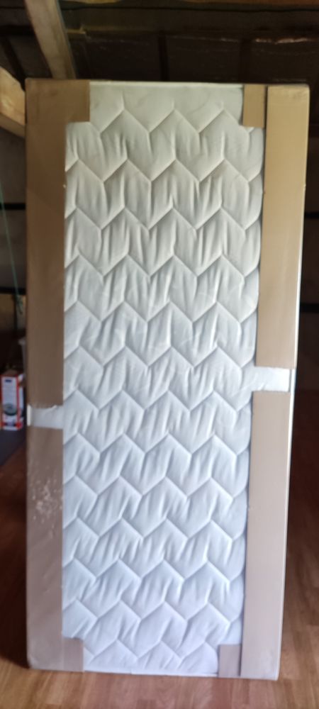 Sommier tapissier blanc en 90/200 avec pieds 100 Puylausic (32)