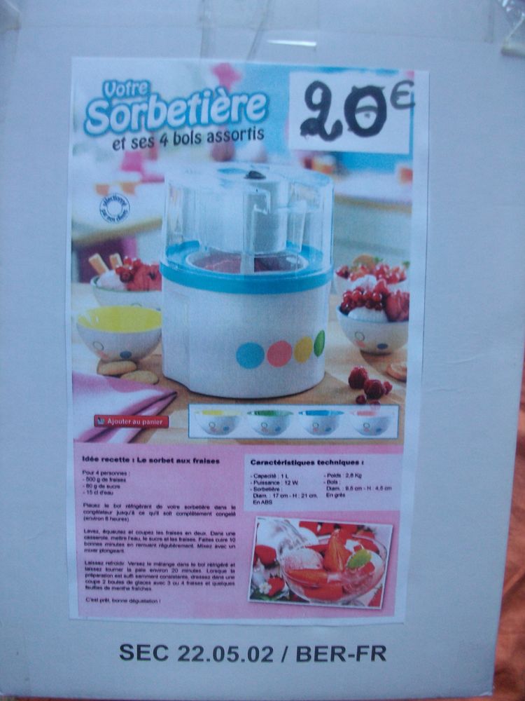 Sorbeti�re �lectrique et ses 4 bols assortis-neuve 20 Bouxwiller (67)