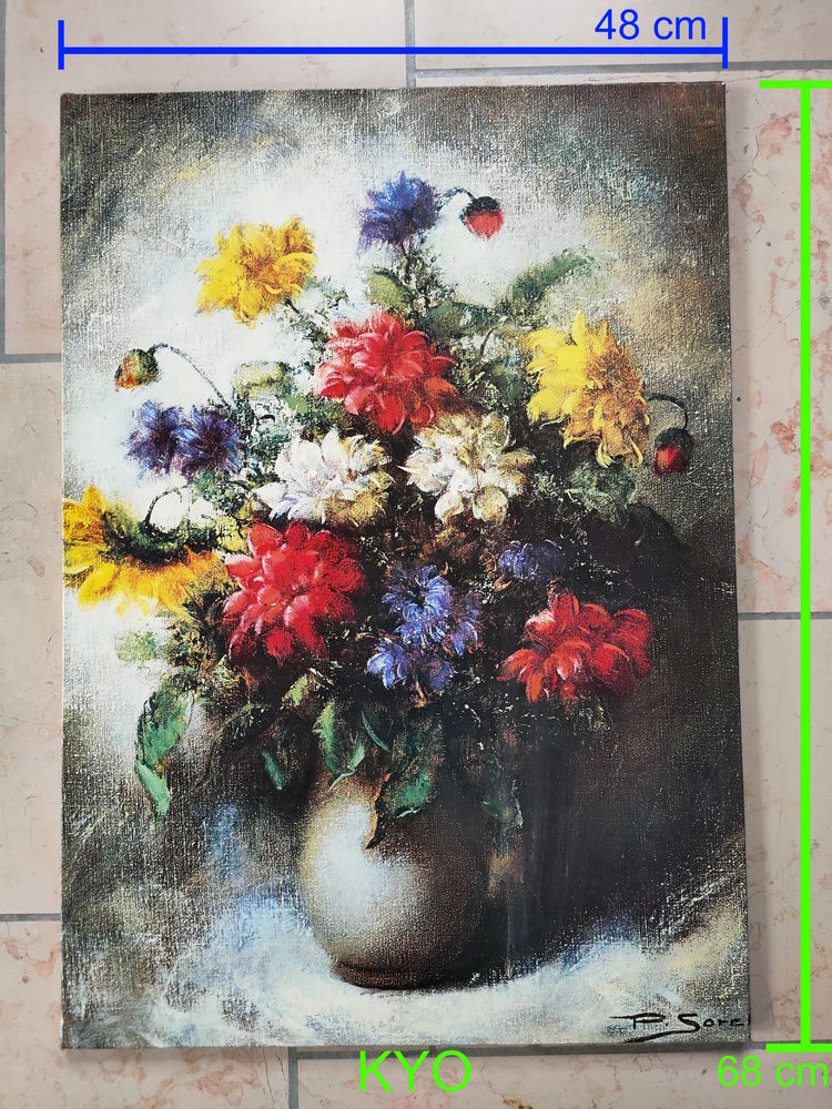 P.SOREL Tableau motifs art r�tro vintage, bouquet de fleurs 79 Foncine-le-Haut (39)