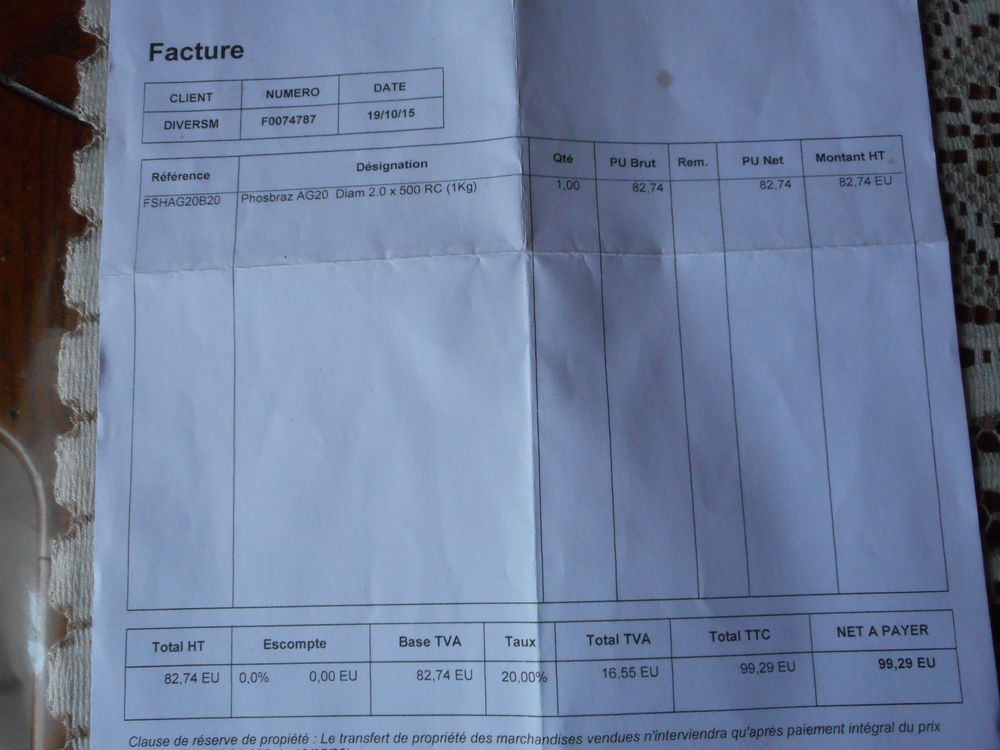  Soudure pour cuivre
PhosbrazAG 20 Diam 2,0 X 500 RC 50 Baume-les-Dames (25)