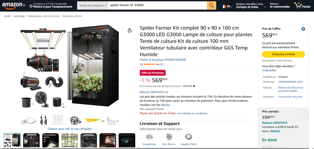 Spider Farmer NEUF 350 Ham-sous-Varsberg (57)