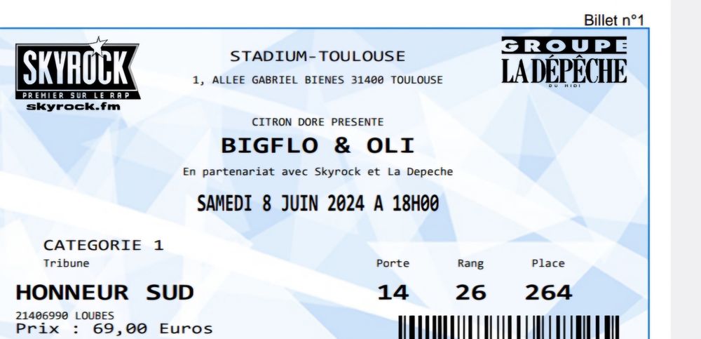 Stadium BigFlo&Oli 8 juin 69 Toulouse (31)