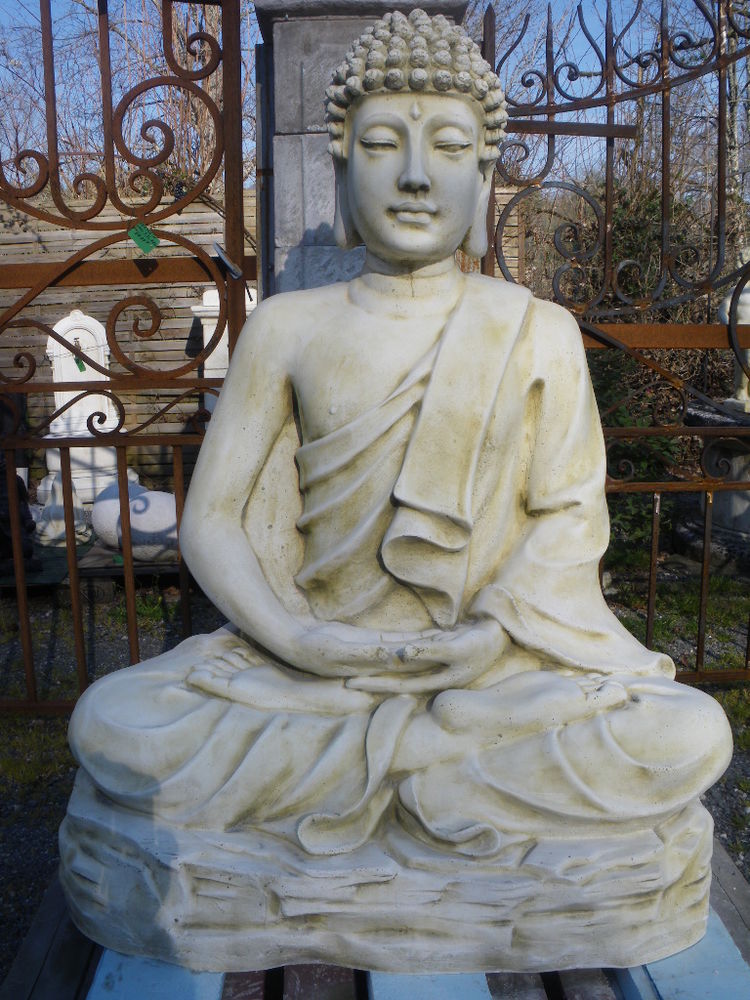 Statue Bouddha, en pierre, b�ton cir� noir 699 Ch�teau-l'�v�que (24)