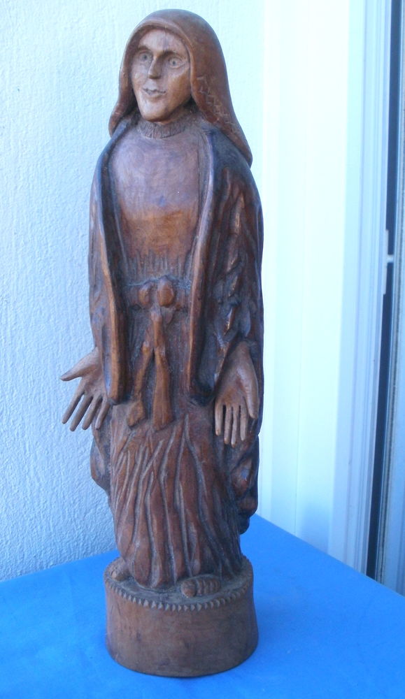 Statue, sculpture  en bois d'une paysanne (signée JM) 50 Montauban (82)
