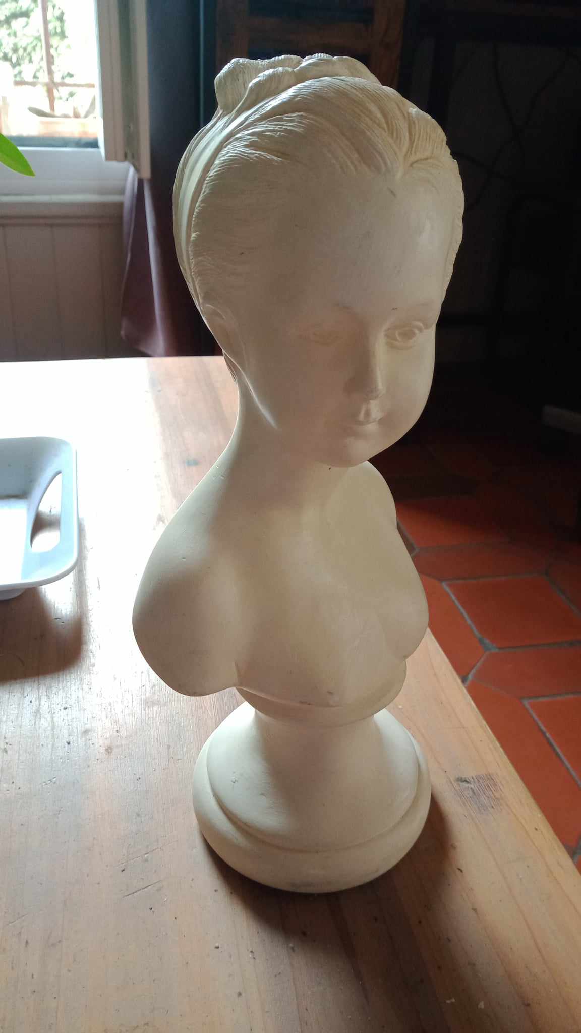 STATUE SIGNE  HOUDON  EN PLATRE 30 CM 35 Bompas (66)