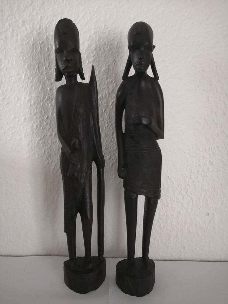 ART AFRICAIN STATUE De Gazelle Avec Son Bèbè Sculpté En Bois Massif H