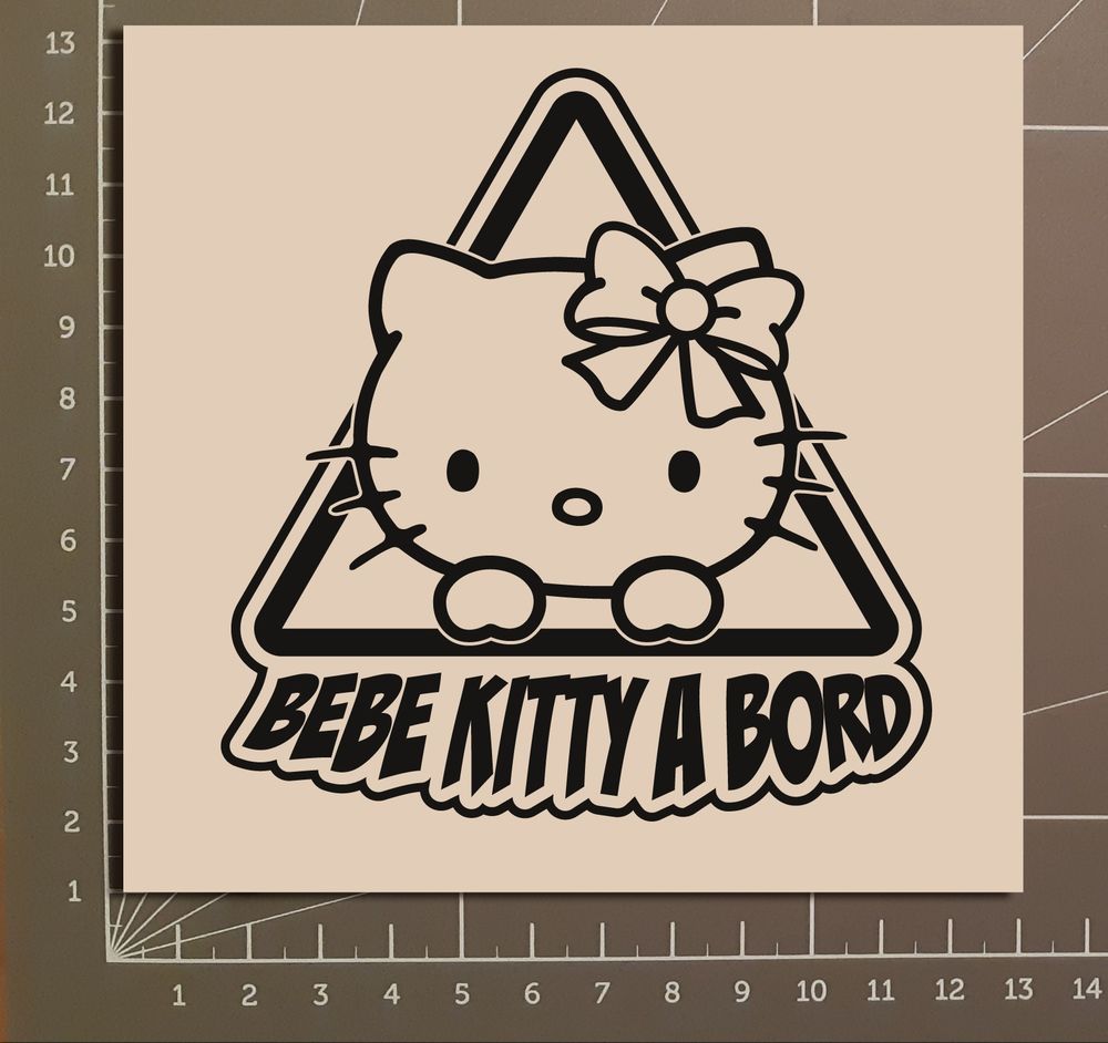 Sticker  b�b� kitty a bord  (couleur noir) 5 Le Mans (72)