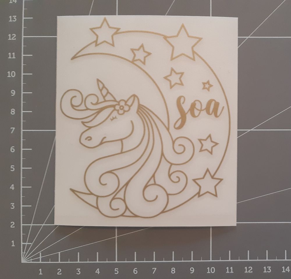 Sticker deco  licorne  (couleur or) personnalis� 5 Coulaines (72)