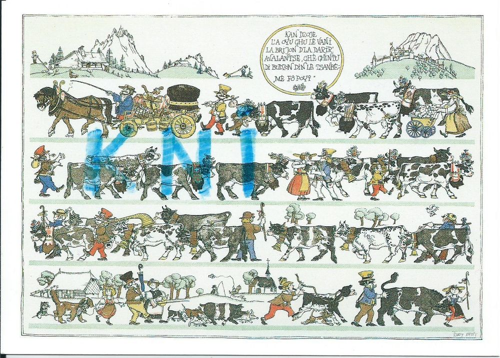 1 C P M ,Suisse , Poya ,mont�e en Alpage 8 Tours (37)