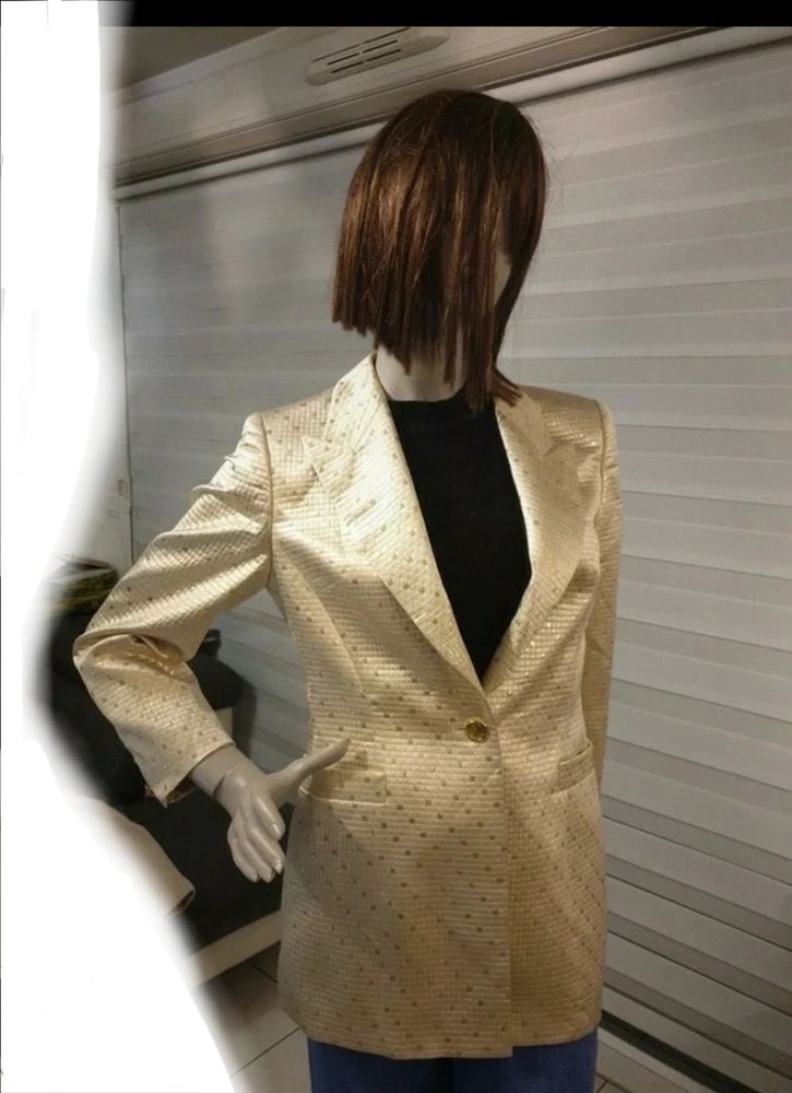 Super veste escada couture couleur or et écru en soie 250 Antibes (06)