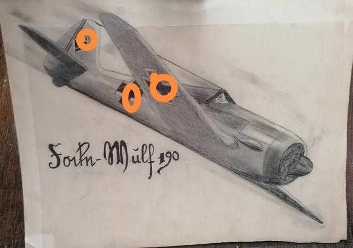 superbe dessin avion allemand WW2 Fucke-wulf 190 40 Briey (54)