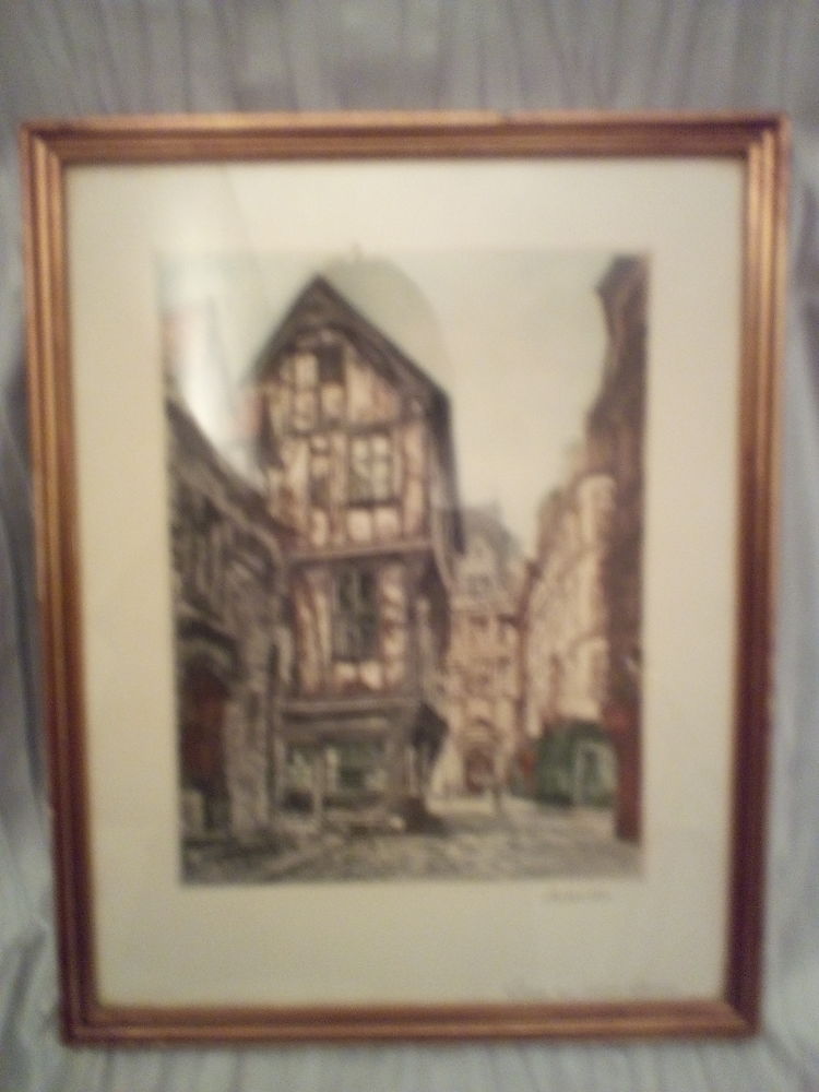 Superbe gravure ancienne de la Rue Saint Romain à Rouen 20 Savigny-sur-Orge (91)