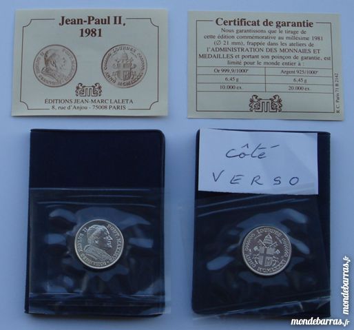 Superbe M�daille Argent - � l'�ffigie Jean-Paul II 22 La Rochelle (17)