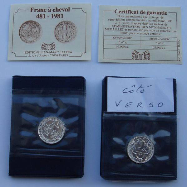 Superbe Médaille Franc à cheval ? 481 - 1981 en Argent 22 Montgeron (91)