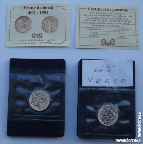 Superbe Médaille Franc à cheval - 481-1981 Argent 22 Montgeron (91)