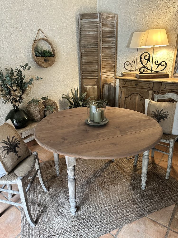 SUPERBE TABLE ANCIENNE RABATTABLE EN BOIS ET PATINE 320 Roquefort-les-Pins (06)