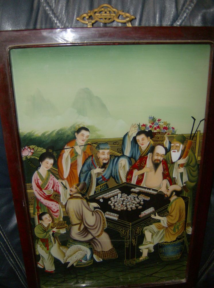 SUPERBE TABLEAU EGLOMISE  CHINE   349 Poix-du-Nord (59)