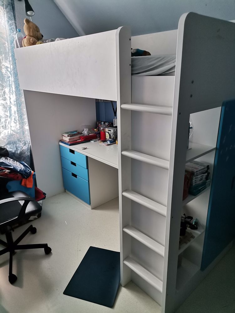 lit superpos� blanc et bleu �tat neuf avec rangement 220 Bollwiller (68)