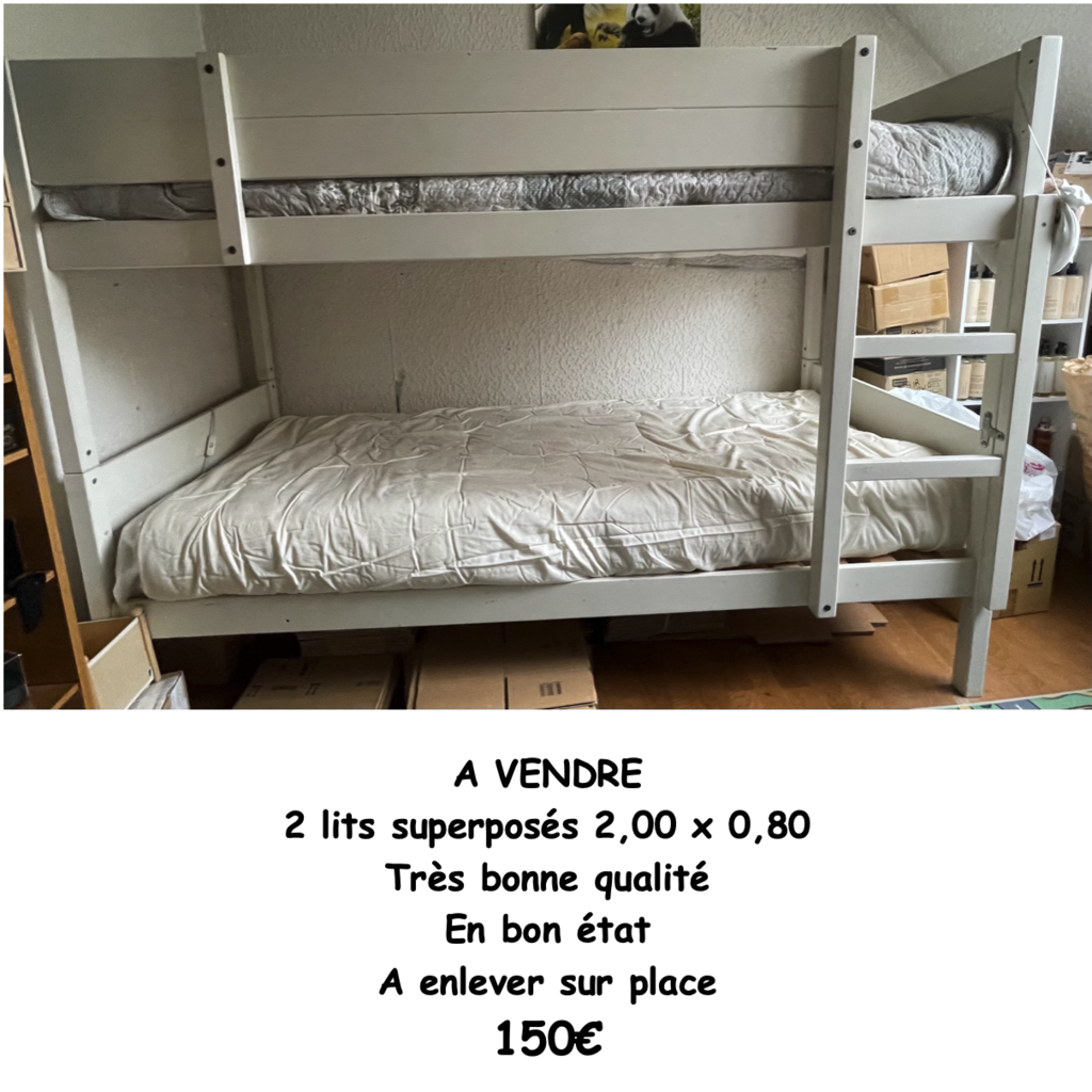 Lit Superpos� blanc en Bois 0 Andr�sy (78)