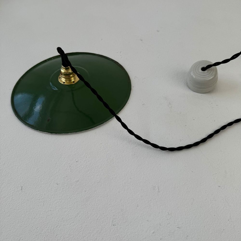 SUSPENSION ANCIENNE ATELIER INDUSTRIEL EMAILLEE VERTE 24 CM 40 Montreuil (93)
