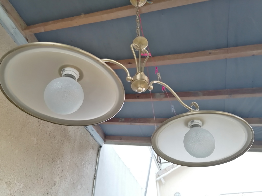 Suspension double m�tal dor� et verre d�poli 50 Valence (26)