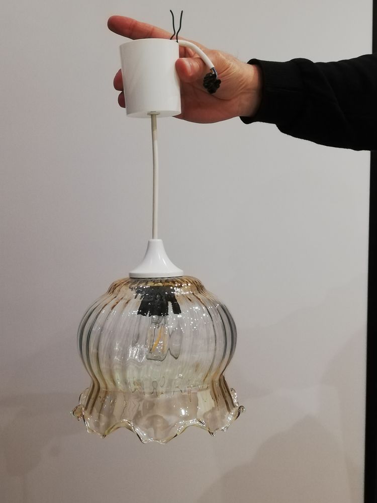 Suspension globe vintage en verre ambr� 20 Ch�teauneuf-les-Martigues (13)