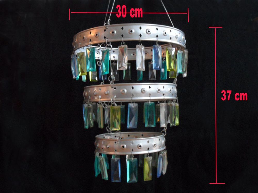 Suspension Lustre Abat-jour � 3 rangs Pampilles 45 Gif-sur-Yvette (91)