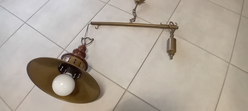 Suspension (lustre) bois et laiton 19 Eybens (38)