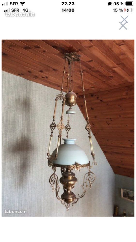 suspension opaline verte bronze et laiton 120 Saint-Malo (35)