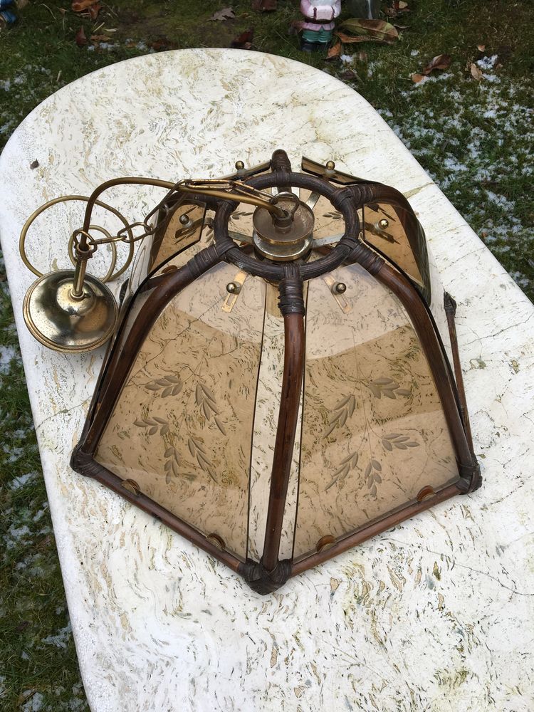 suspension rotin verre fum� cisel� 25 Saint-�tienne-au-Mont (62)