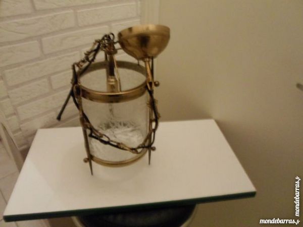 SUSPENSION VERRE CRISTAL ET DORE GRANDE CHAINETTE 31 Sens (89)