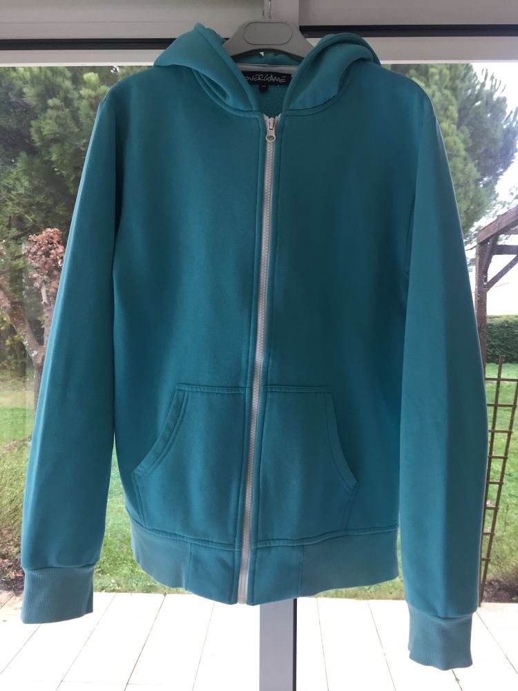 Sweat bleu clair zipp� � capuche 4 Saujon (17)