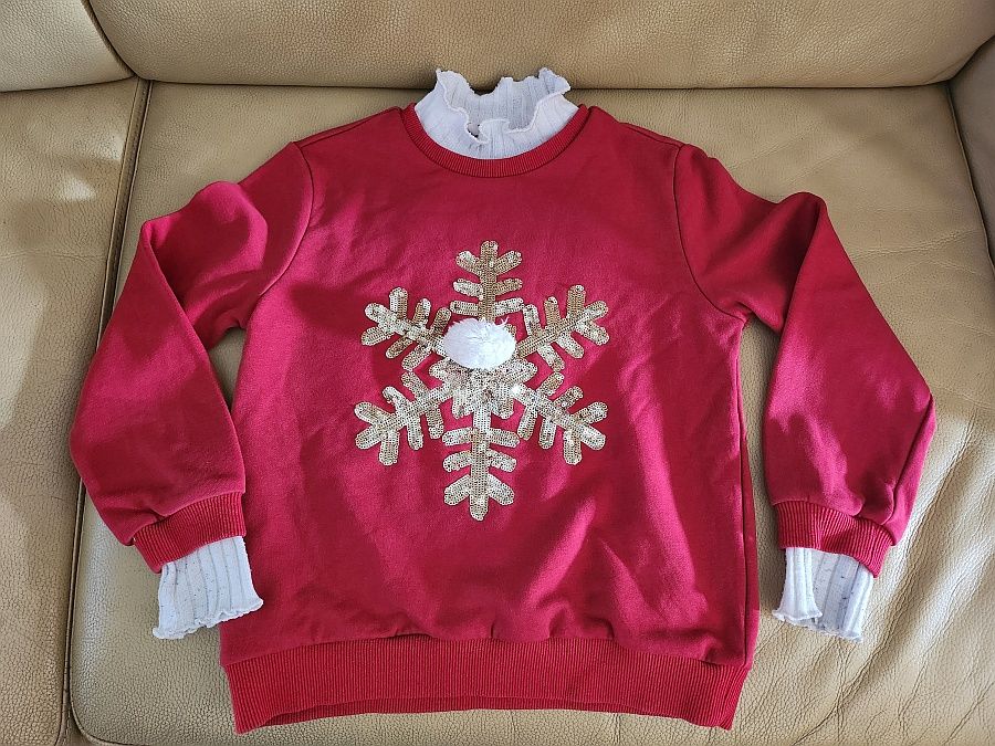 Sweat coton rouge Shein - Fille 8 ans - coton/polyester TBE 4 Gu�rande (44)