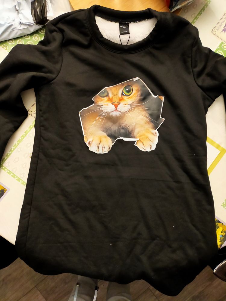 Sweat shirt chaud imprim�  dhat  pour de femme. 20 Lognes (77)