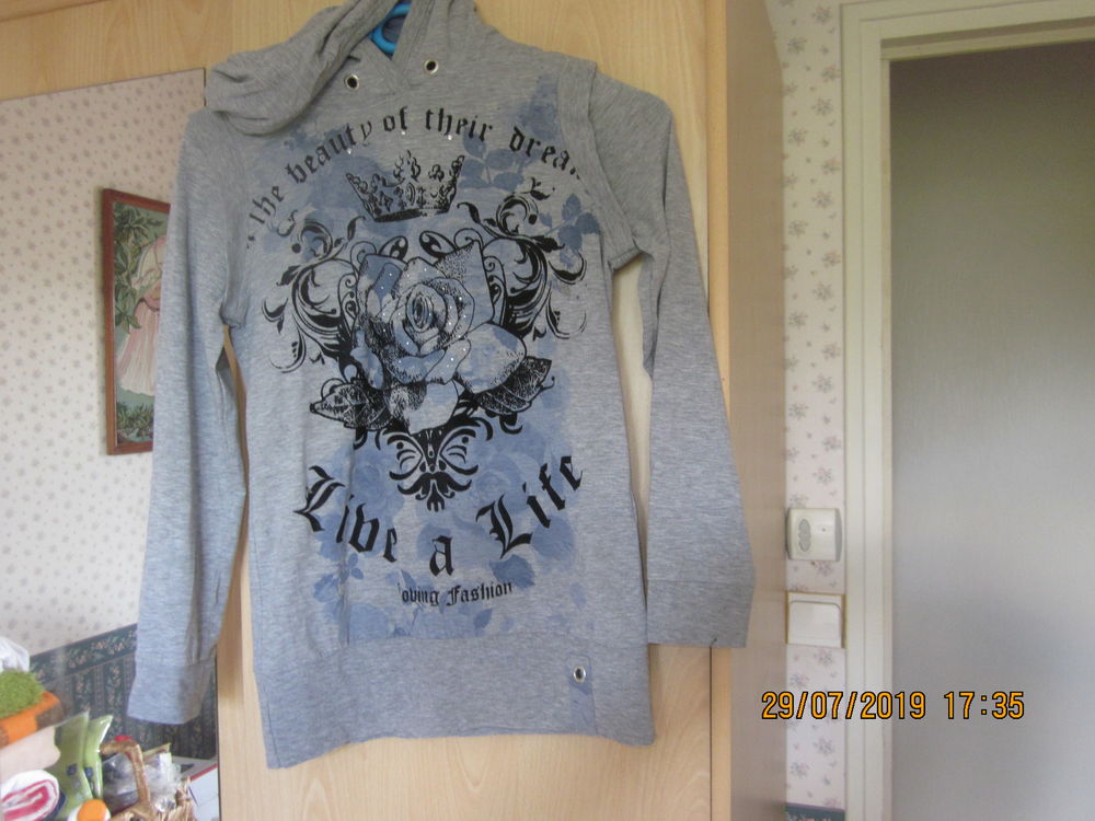 sweat-shirt gris � capuche 14 ans 2 Soucelles (49)