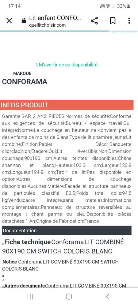 Lit Switch Enfant 90*190 80 Peymeinade (06)