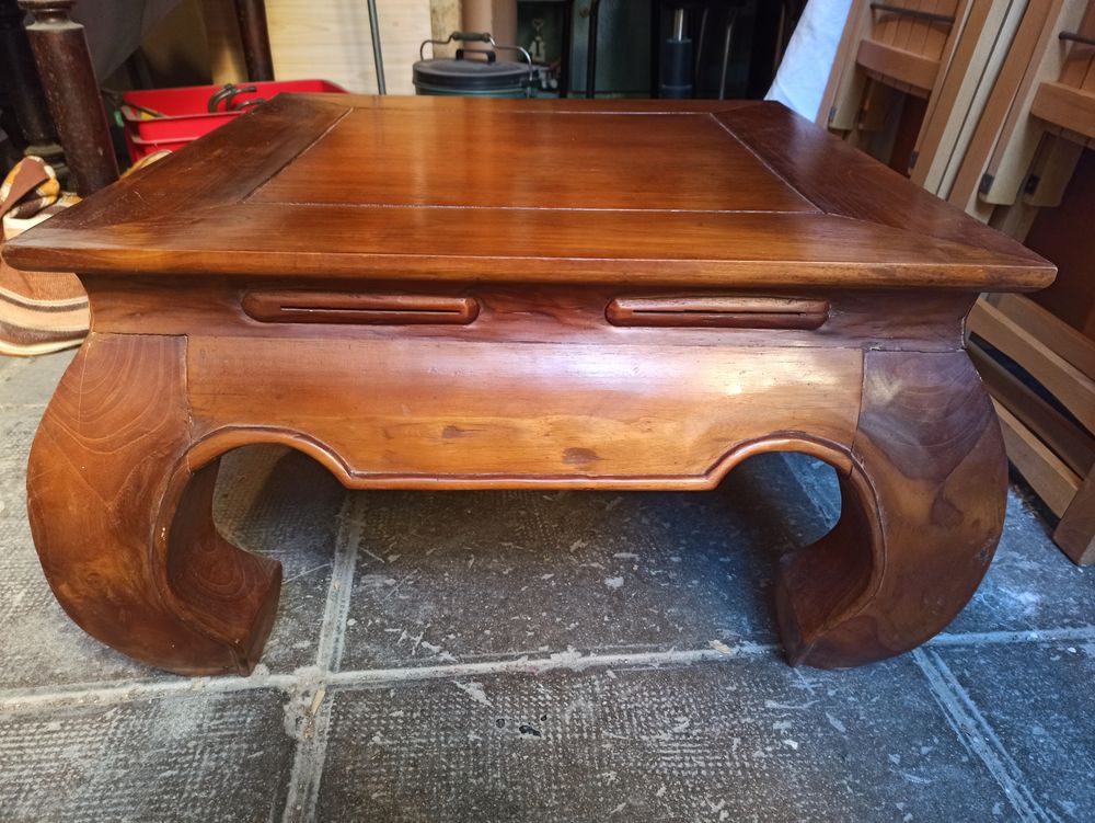 Table 60X60 Majong en Teck vernis 80 Nice (06)