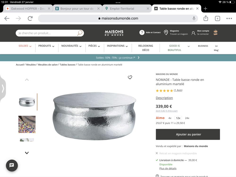 Table basse aluminium martel�
169 Saint-Jorioz (74)