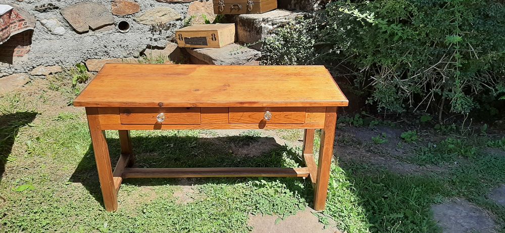 Table basse ancienne en merisier 90 Altillac (19)