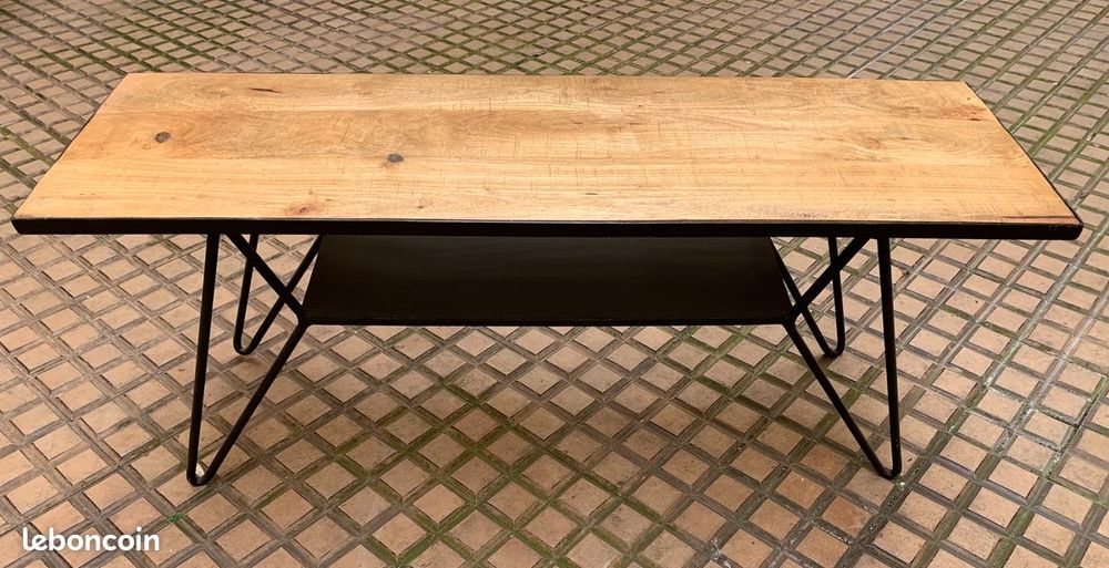 Table basse artisanale bois massif fer forg� 150 Clichy (92)