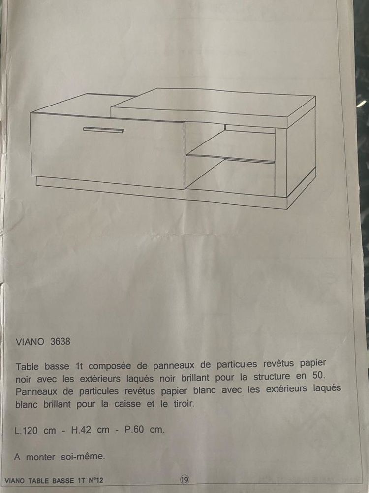 table basse blanche et noire laqu�e 30 Moisselles (95)