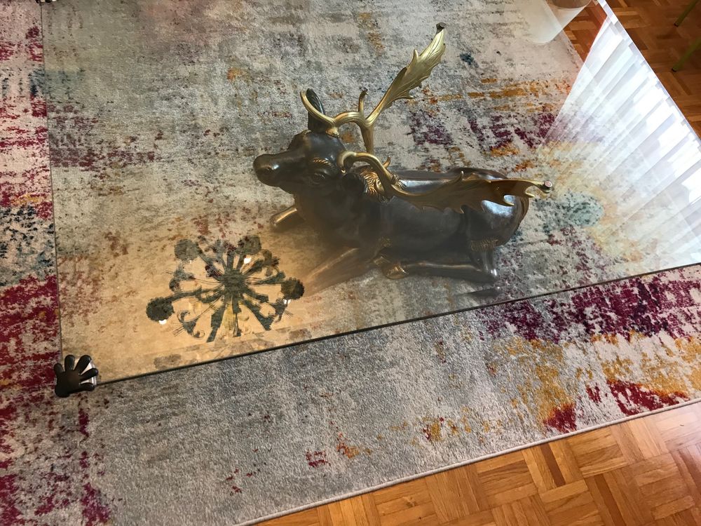 TABLE BASSE  BOIS POLYCHROME  PLATEAU VERRE 150 Douai (59)