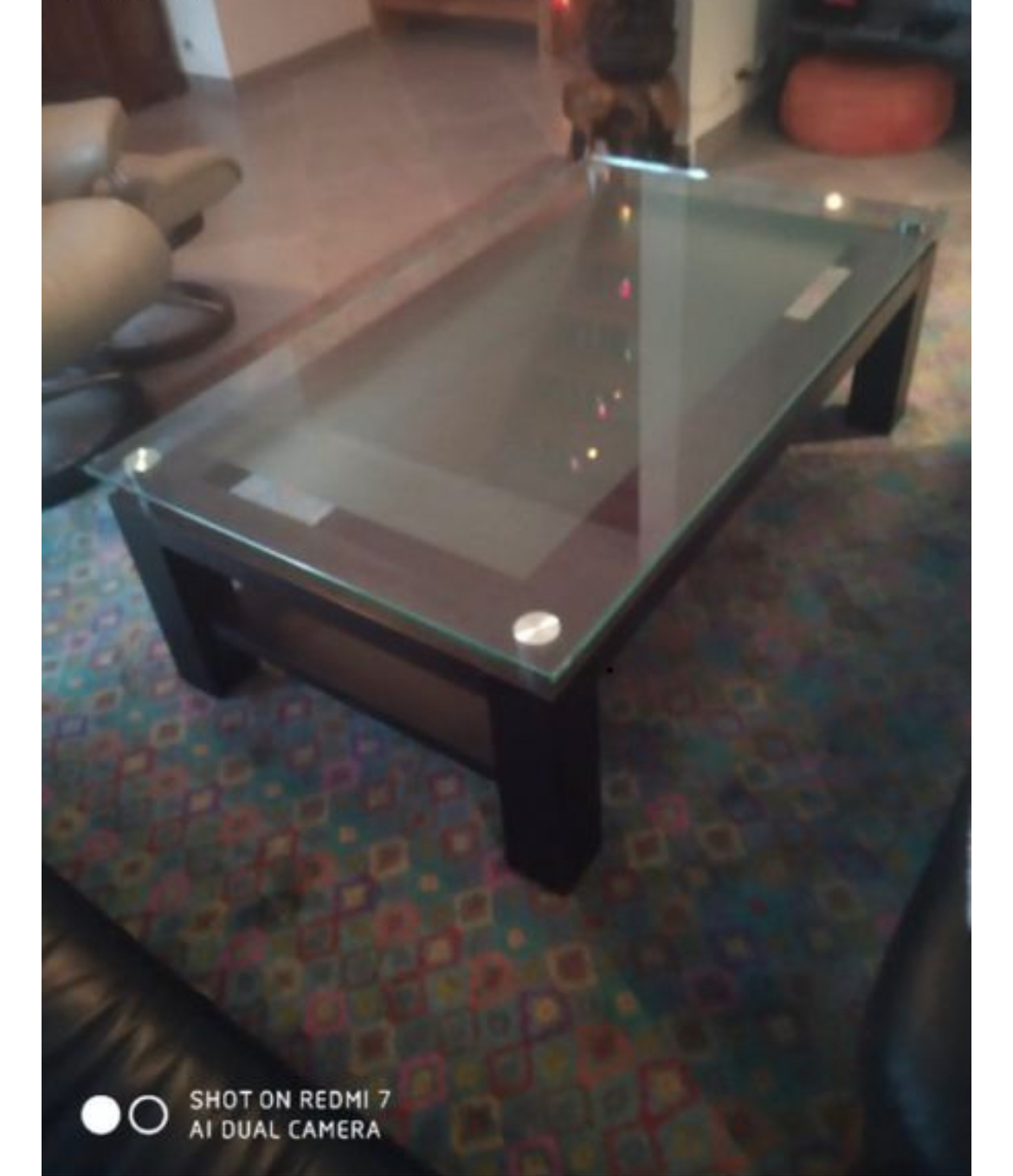 Table basse bois wengue et verre opaque 50 Guipavas (29)