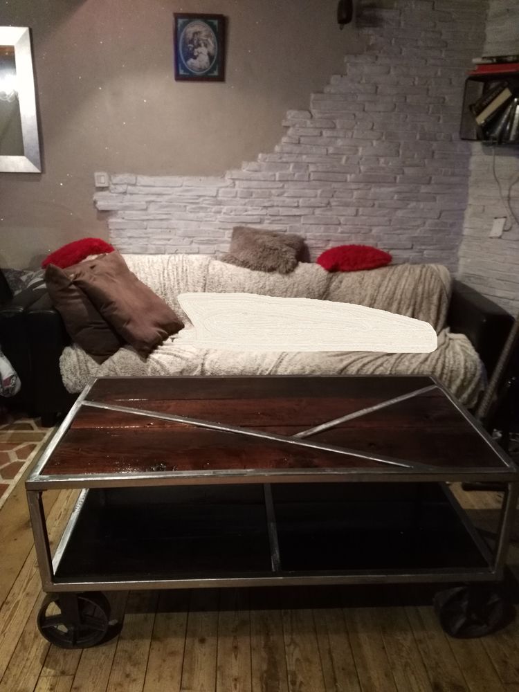 TABLE BASSE FER/CHENE MASSIF UNIQUE FAIT MAIN 700 Chanteloup-les-Vignes (78)