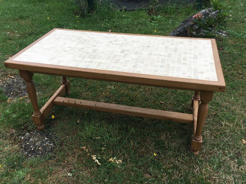 Table basse ch�ne et petits carreaux 130 Sainte-Genevi�ve (60)