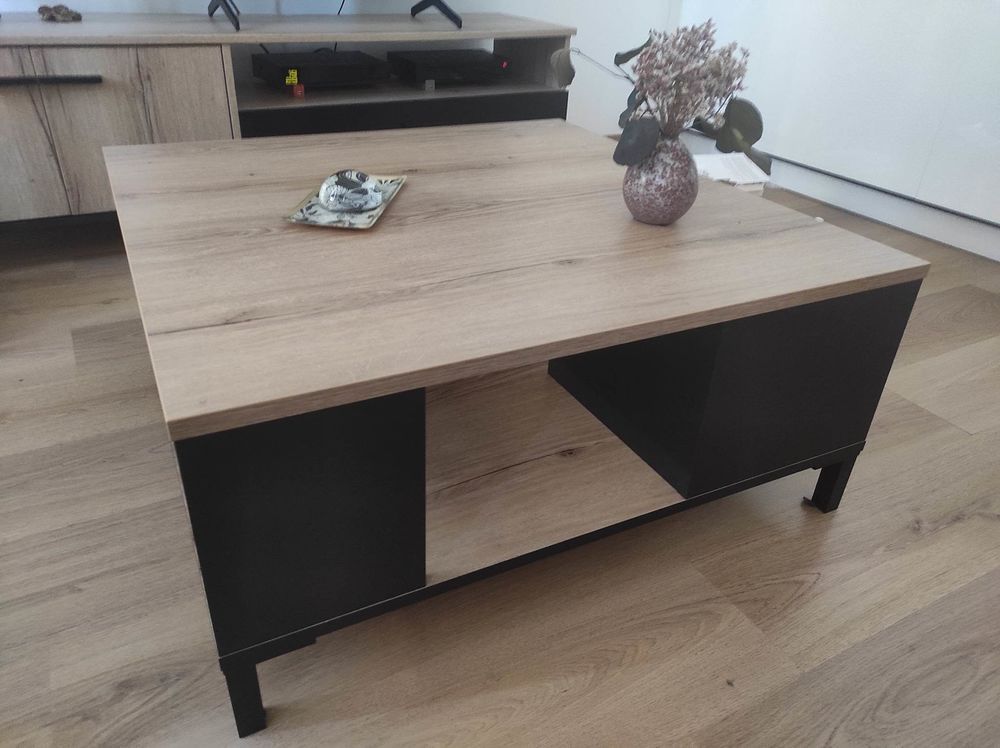 Table basse ch�ne et noir 100 Dijon (21)