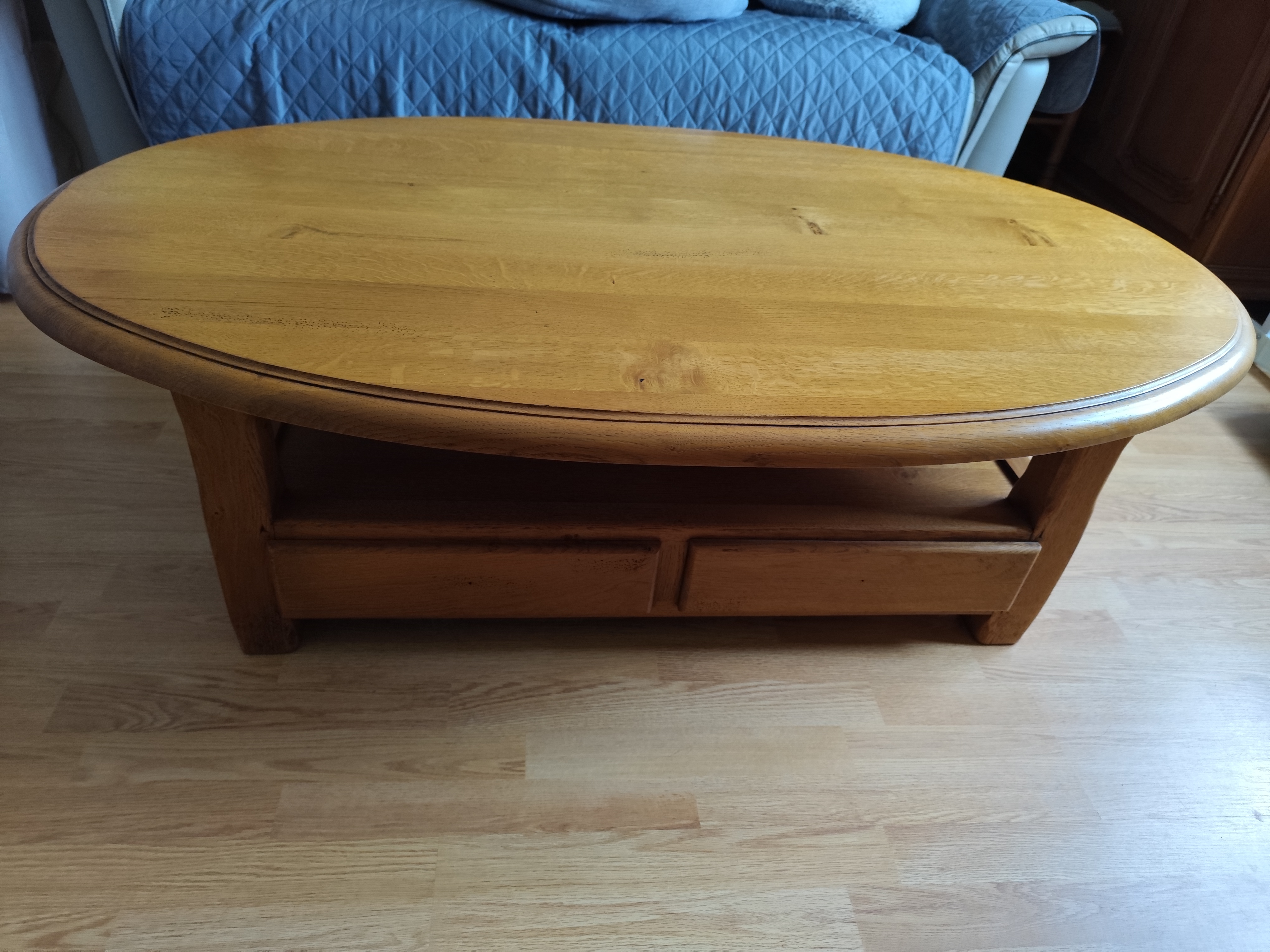 Table basse ch�ne massif 80 Angles (85)