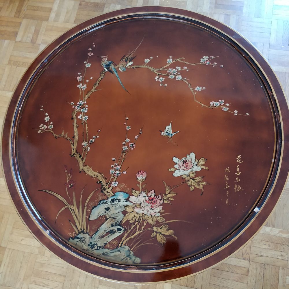 Table basse chinoise, d�cor fleurs et oiseaux 80 Boulogne-sur-Mer (62)