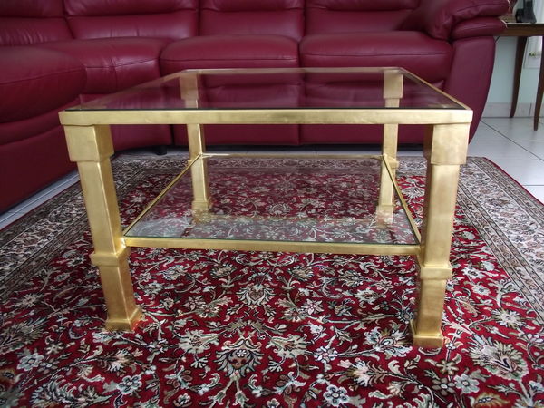 TABLE BASSE DOREE A LA FEUILLE 24 CARRATS. 900 Neuilly-Plaisance (93)