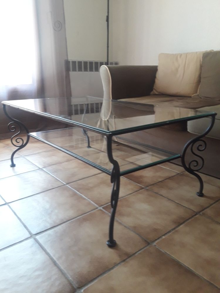 Table basse fer forg� Plateau verre 60 Dammarie-les-Lys (77)